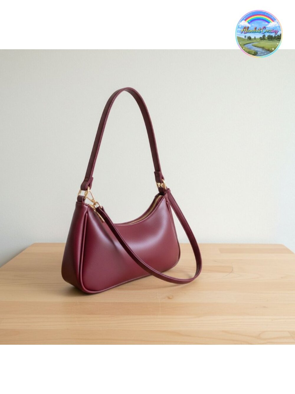 Vegan Leather Crescent Shoulder Bag Convertible Crossbody Chain Strap